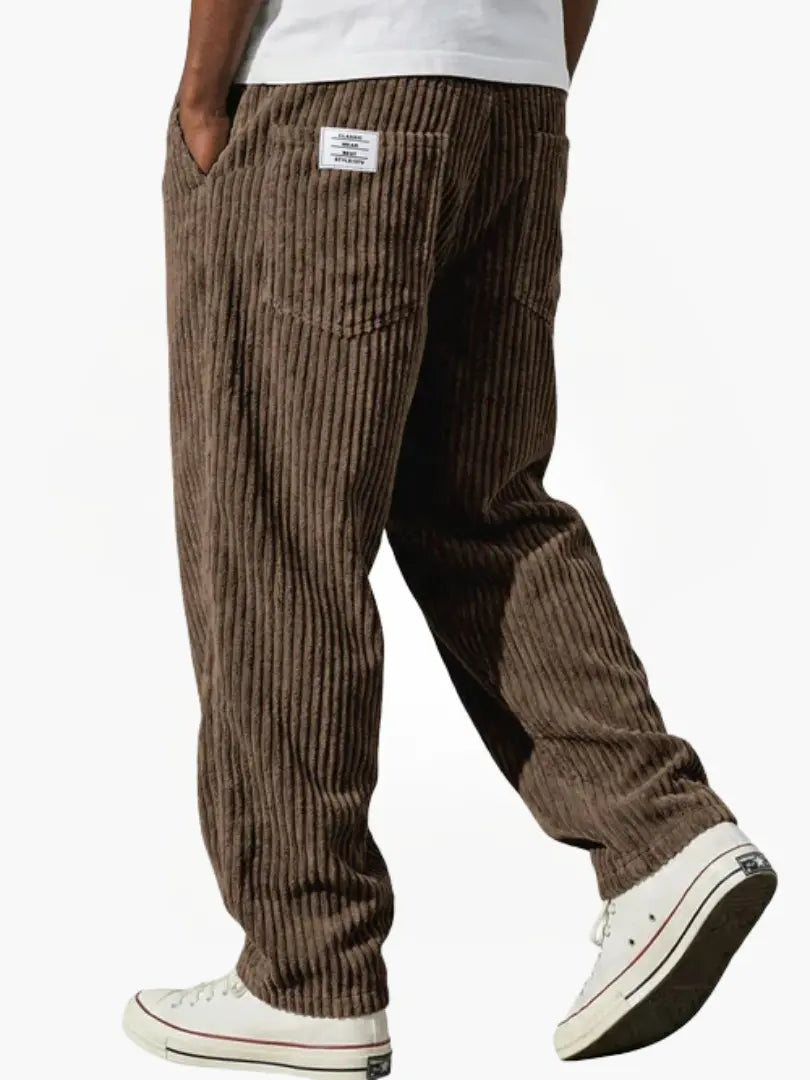 Pantalones de pana para hombre con cintura elástica