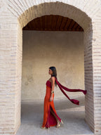 Vestido Estampado Naranja y Rojo | Azahara