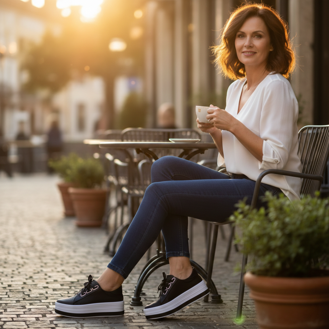 Zapatillas Plataforma Casual Mujer Cordones Ojales Metálicos Suela Alta | Aitana
