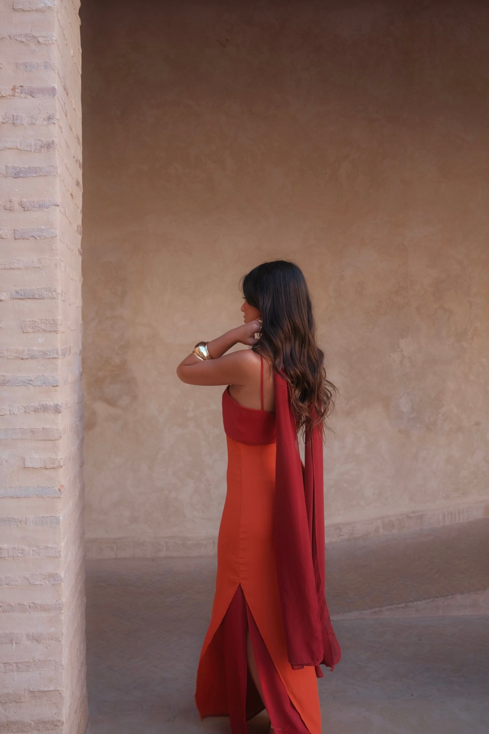 Vestido Estampado Naranja y Rojo | Azahara