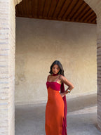 Vestido Estampado Naranja y Rojo | Azahara