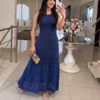 Vestido Maxi Crochet Amaranto  | Amparo