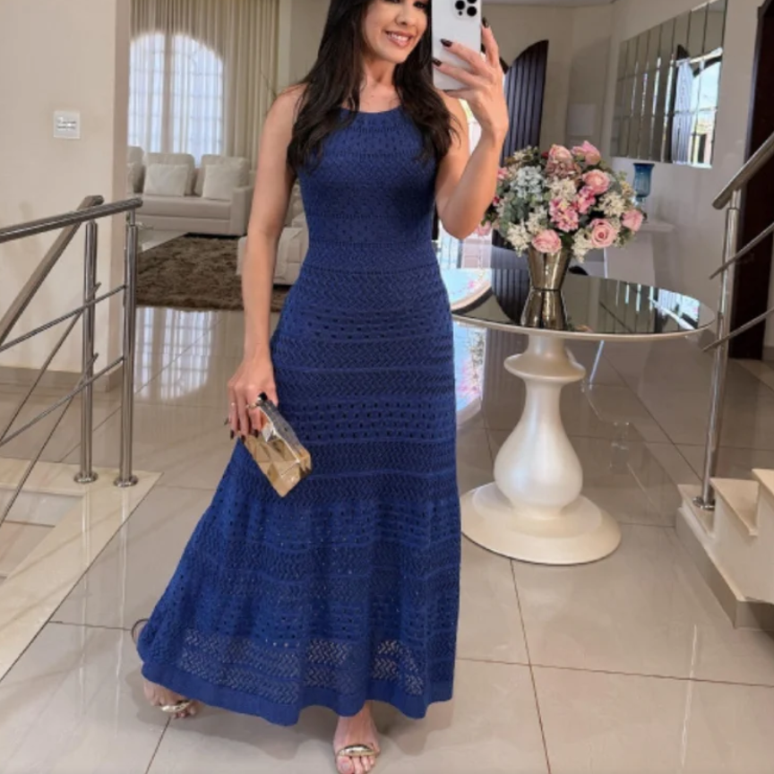 Vestido Maxi Crochet Amaranto  | Amparo