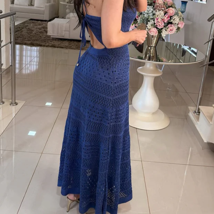 Vestido Maxi Crochet Amaranto  | Amparo