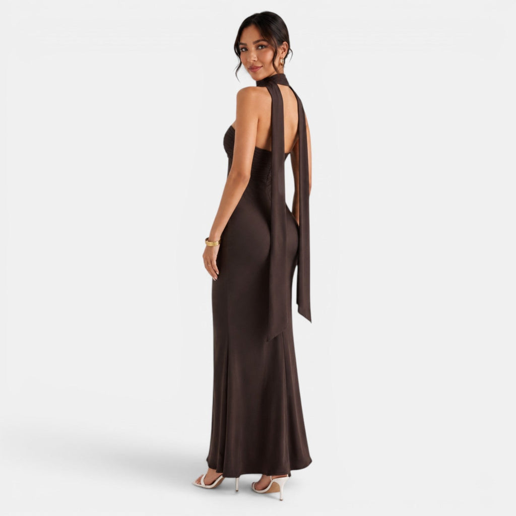 Vestido Largo Satén Encaje Mujer | Miriam