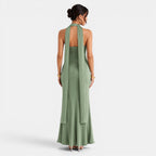 Vestido Largo Satén Encaje Mujer | Miriam