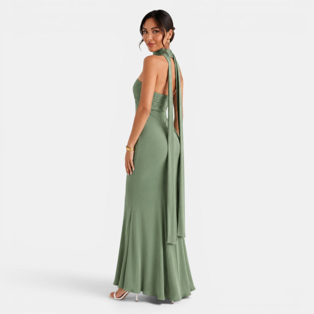 Vestido Largo Satén Encaje Mujer | Miriam