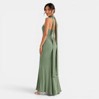 Vestido Largo Satén Encaje Mujer | Miriam