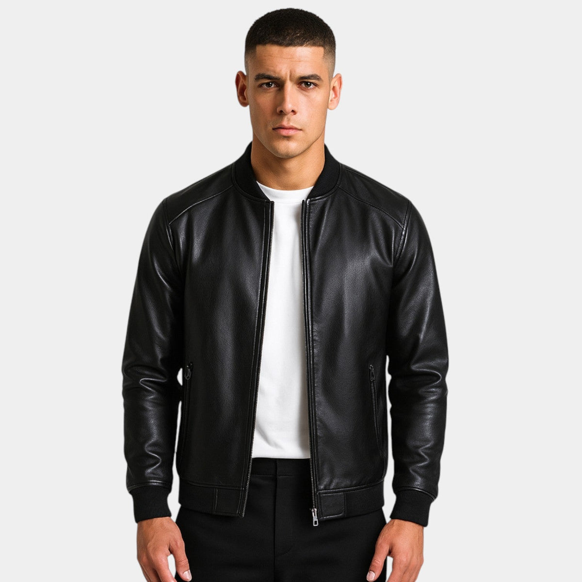 Chaqueta de cuero para hombre de estilo coreano – corte minimalista
