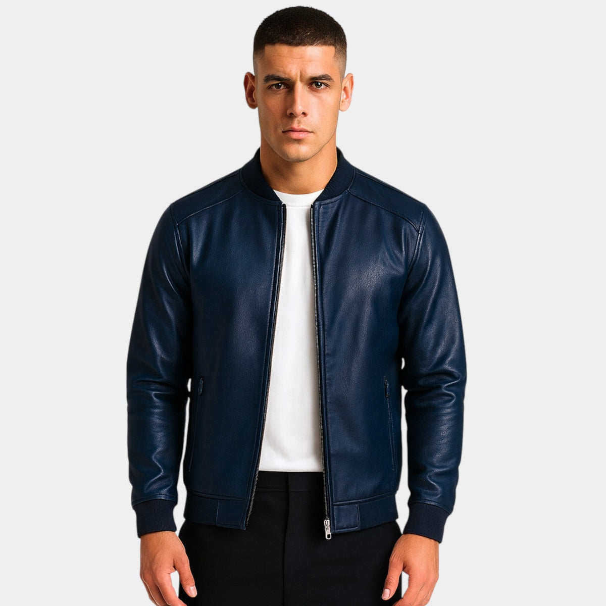 Chaqueta de cuero para hombre de estilo coreano – corte minimalista