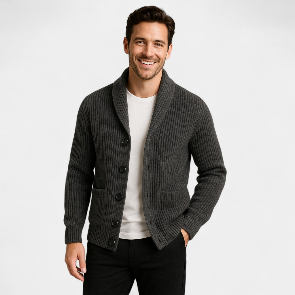 Chaleco de lana para hombre con cuello alto abotonado: refinado, cálido, para el día a día
