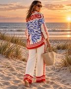 Conjunto Casual Mujer Manga Larga y Pantalón Ancho Estampado