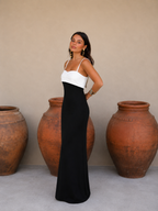 Vestido blanco y negro elegante | Vanessa