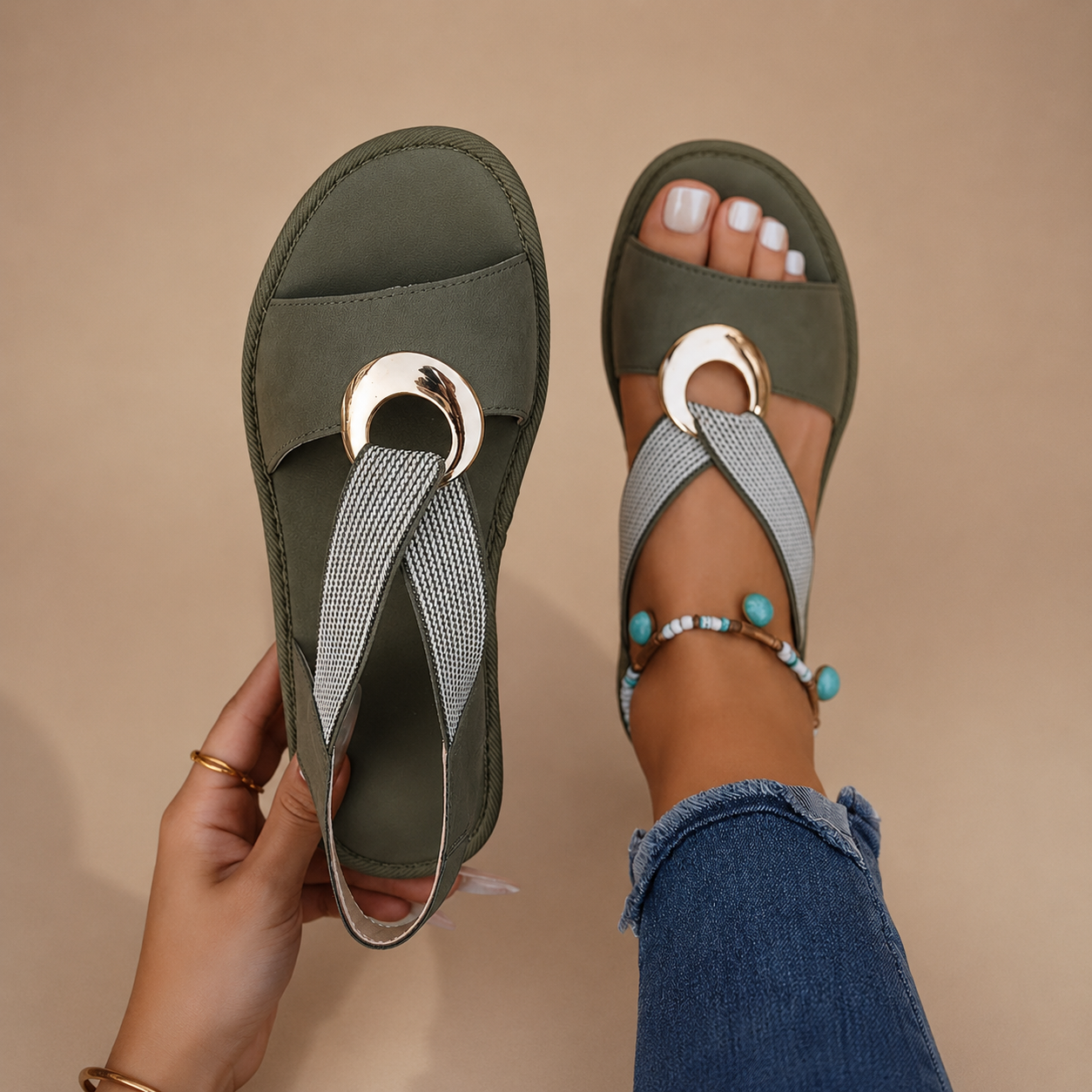 Sandalias de playa con tiras cruzadas para mujer | Sol