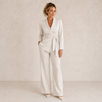 Conjunto Elegante Mujer Blazer con Cinturón y Pantalón Ancho | Milona