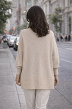Capa de Punto Asimétrica Oversize | Celeste