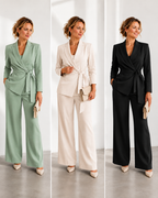 Conjunto Elegante Mujer Blazer con Cinturón y Pantalón Ancho | Milona