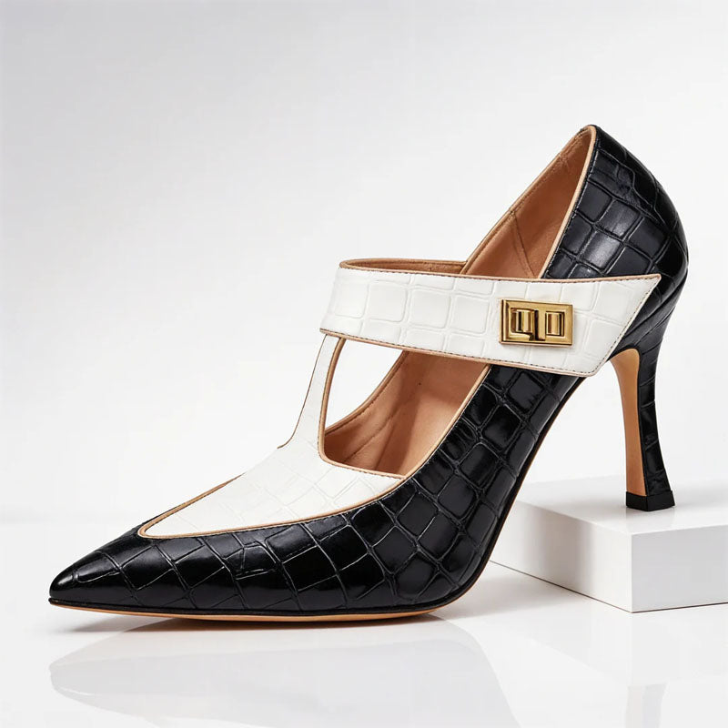 Zapatos de Tacón de Aguja con Pulsera en T y Punta Fina Mujer