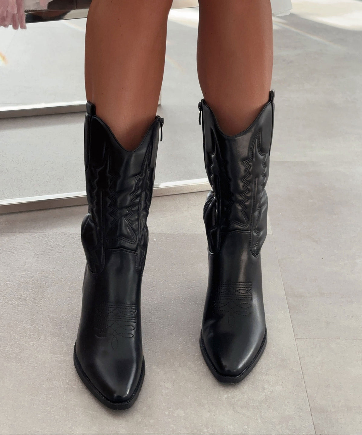 Botas Cowboy Media Caña Mujer | Selenay Negro