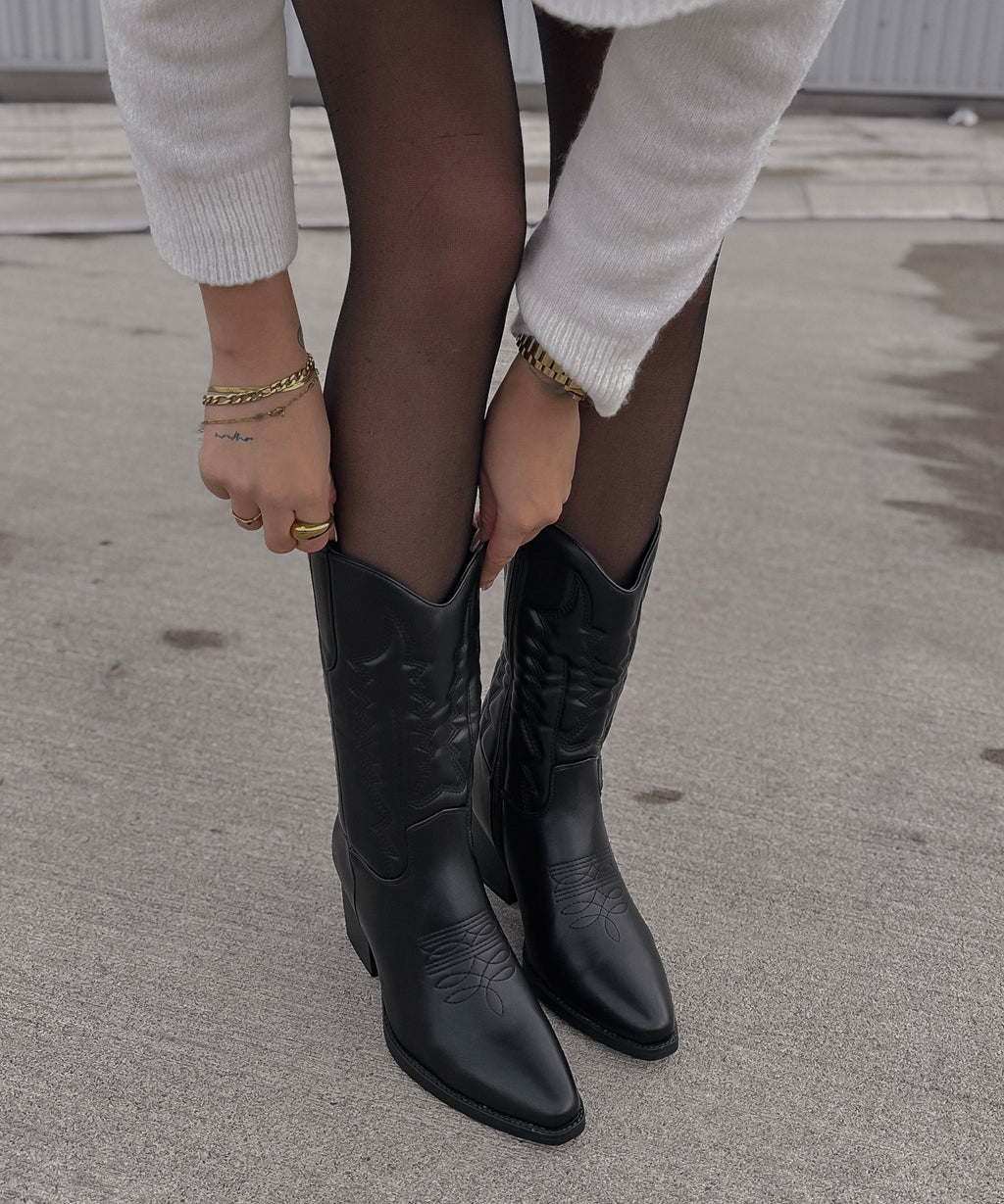 Botas Cowboy Media Caña Mujer | Selenay Negro
