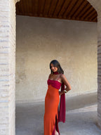 Vestido Estampado Naranja y Rojo | Azahara