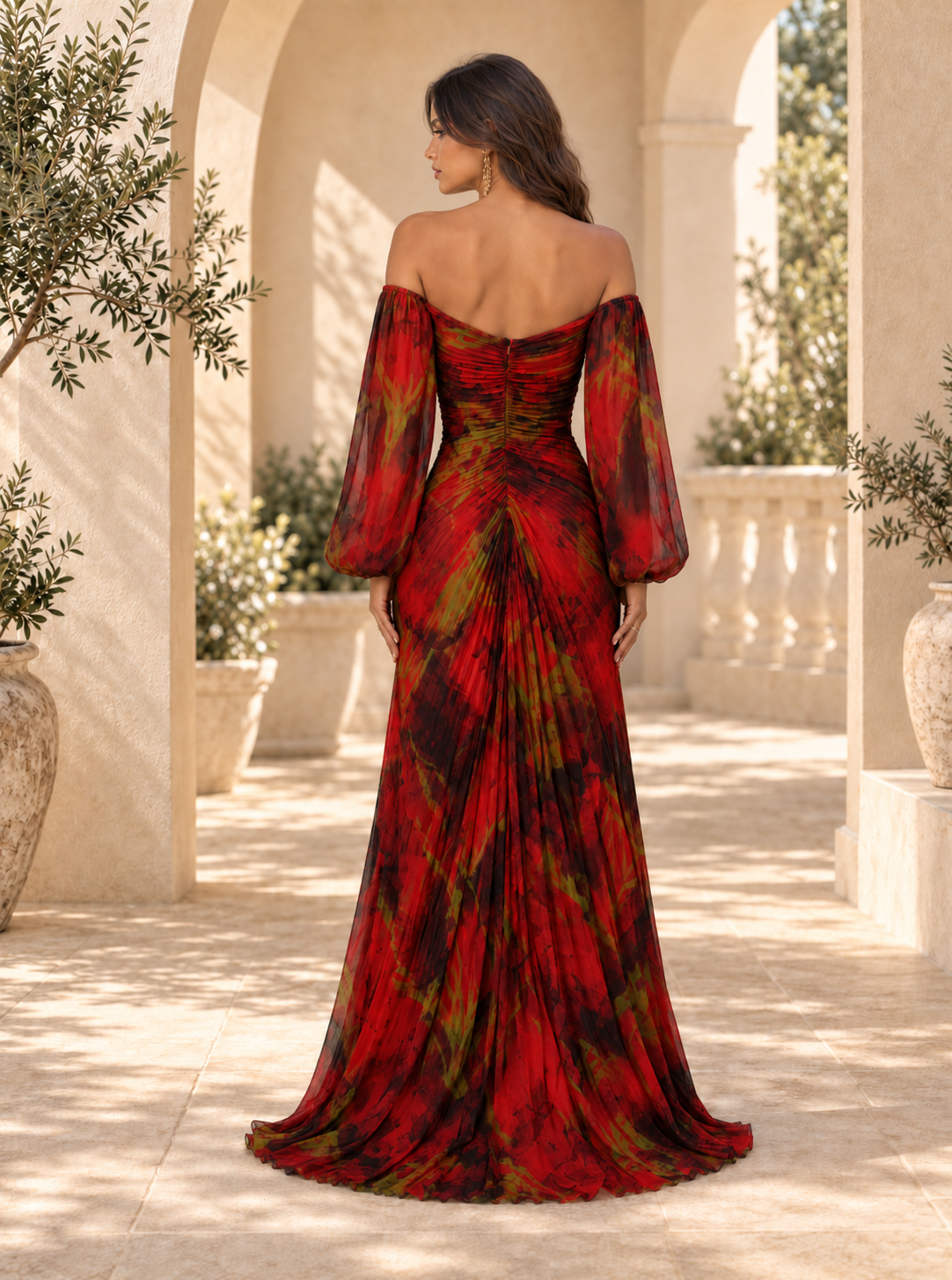 Vestido Floral con escote en V para mujer Eventos  | Ludovica