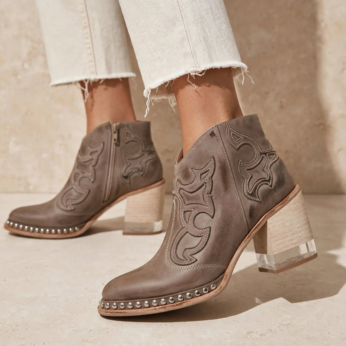 Botas Western Mujer con Tacón Transparente y Bordado | Sawyer