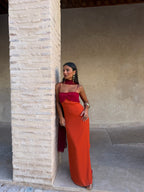 Vestido Estampado Naranja y Rojo | Azahara