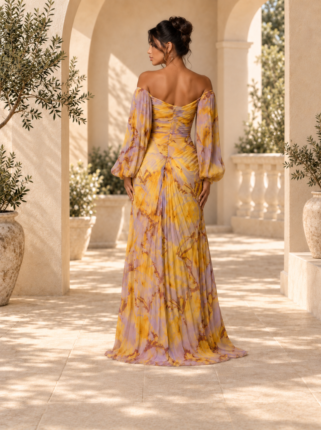 Vestido Floral con escote en V para mujer Eventos  | Ludovica