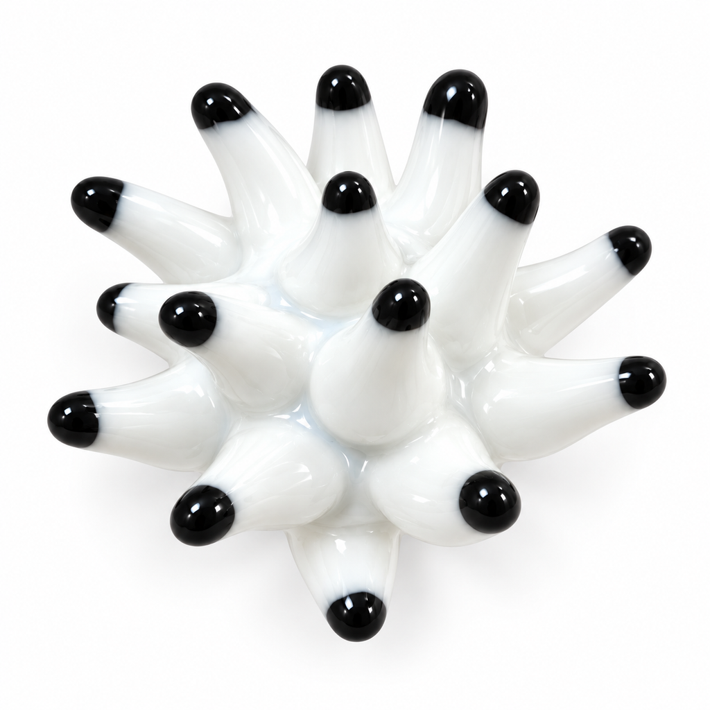 Anillos de cerámica hecho a mano , blanco y negro – Base de acero ajustable , modelo Anémona