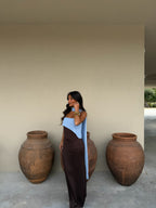 Vestido Casual Elegante Otoño Vestido Mujer Marrón y Azul | Martina