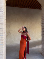Vestido Estampado Naranja y Rojo | Azahara
