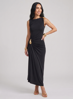 Vestido Elegante de Mujer Marrón y Negro | Cinthia