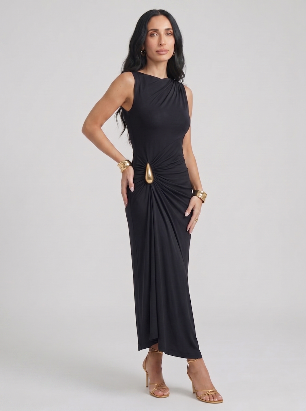 Vestido Elegante de Mujer Marrón y Negro | Cinthia