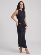 Vestido Elegante de Mujer Marrón y Negro | Cinthia