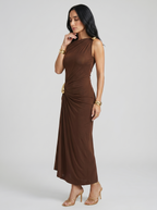 Vestido Elegante de Mujer Marrón y Negro | Cinthia
