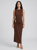 Vestido Elegante de Mujer Marrón y Negro | Cinthia