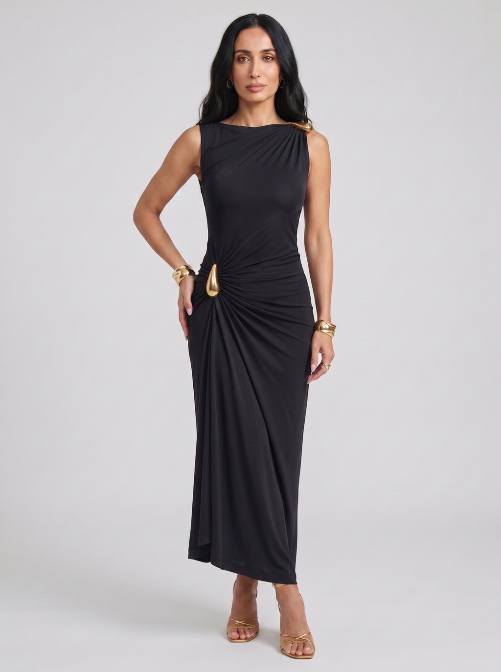 Vestido Elegante de Mujer Marrón y Negro | Cinthia