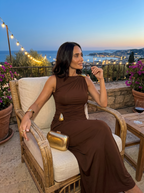 Vestido Elegante de Mujer Marrón y Negro | Cinthia