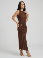 Vestido Elegante de Mujer Marrón y Negro | Cinthia