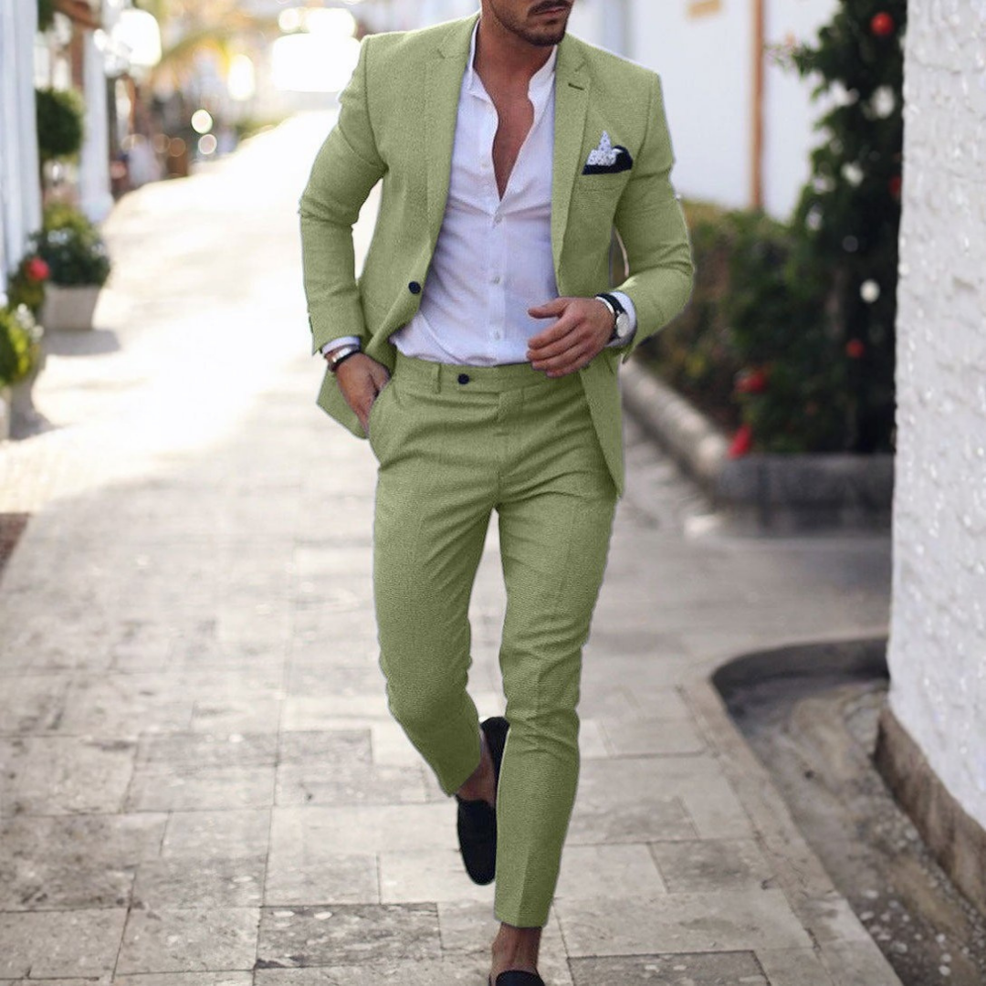 Traje de Lino de Dos Piezas Slim Fit Hombre Solapa Clásica | Adrian