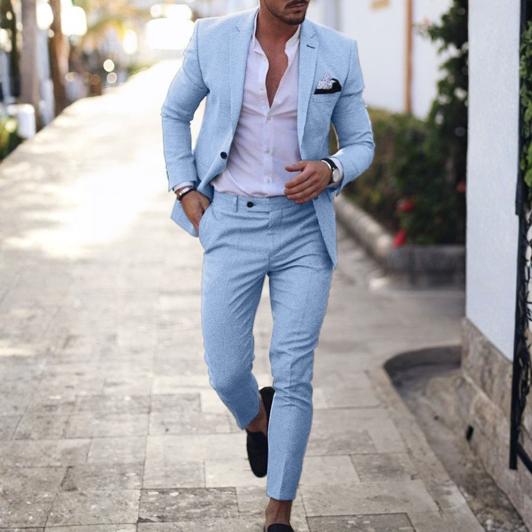 Traje de Lino de Dos Piezas Slim Fit Hombre Solapa Clásica | Adrian
