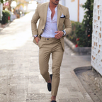 Traje de Lino de Dos Piezas Slim Fit Hombre Solapa Clásica | Adrian