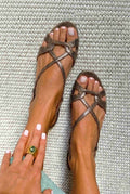 Sandalias Slingback Efecto Serpiente Punta Abierta Mujer | Luna Cruz