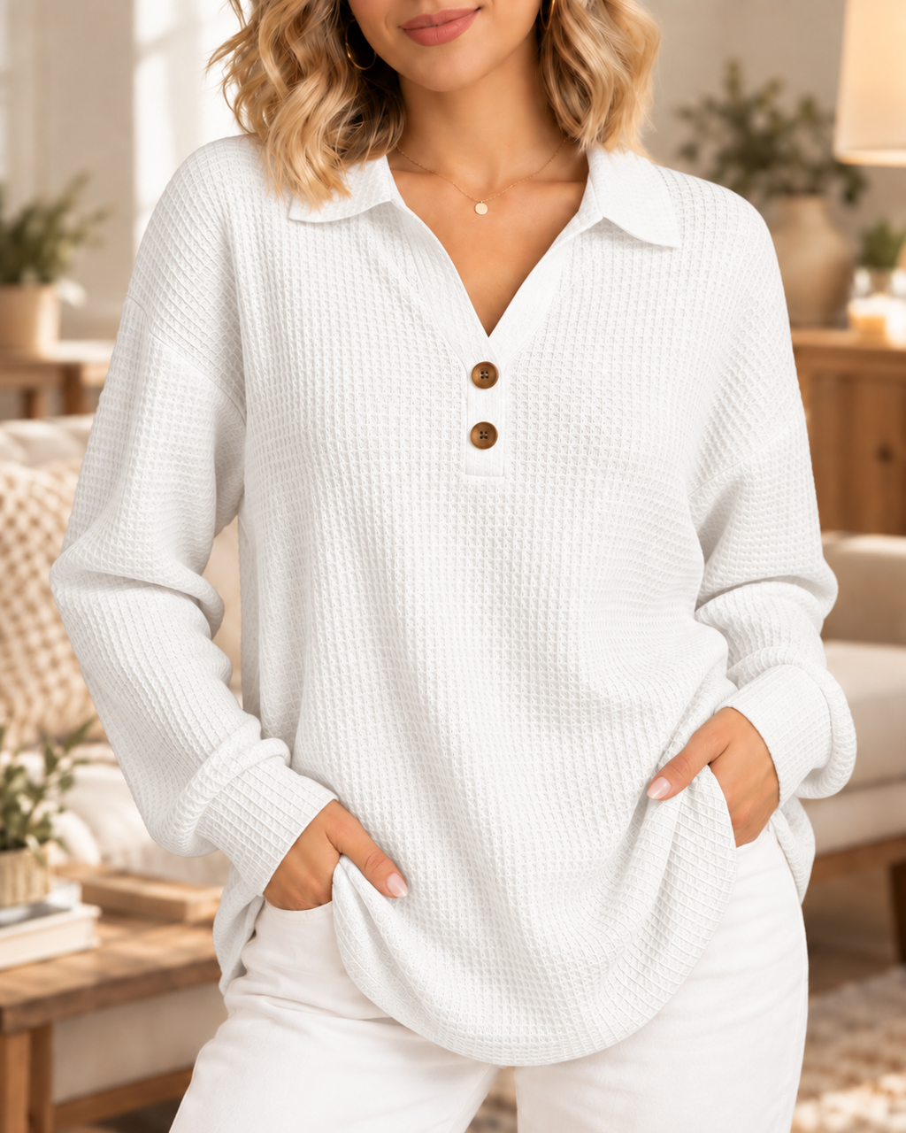 Jersey de Punto Mujer con Cuello Camisa | Cristina