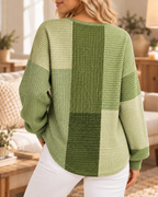 Jersey de Punto Bicolor Mujer Tonos Verdes | Elena