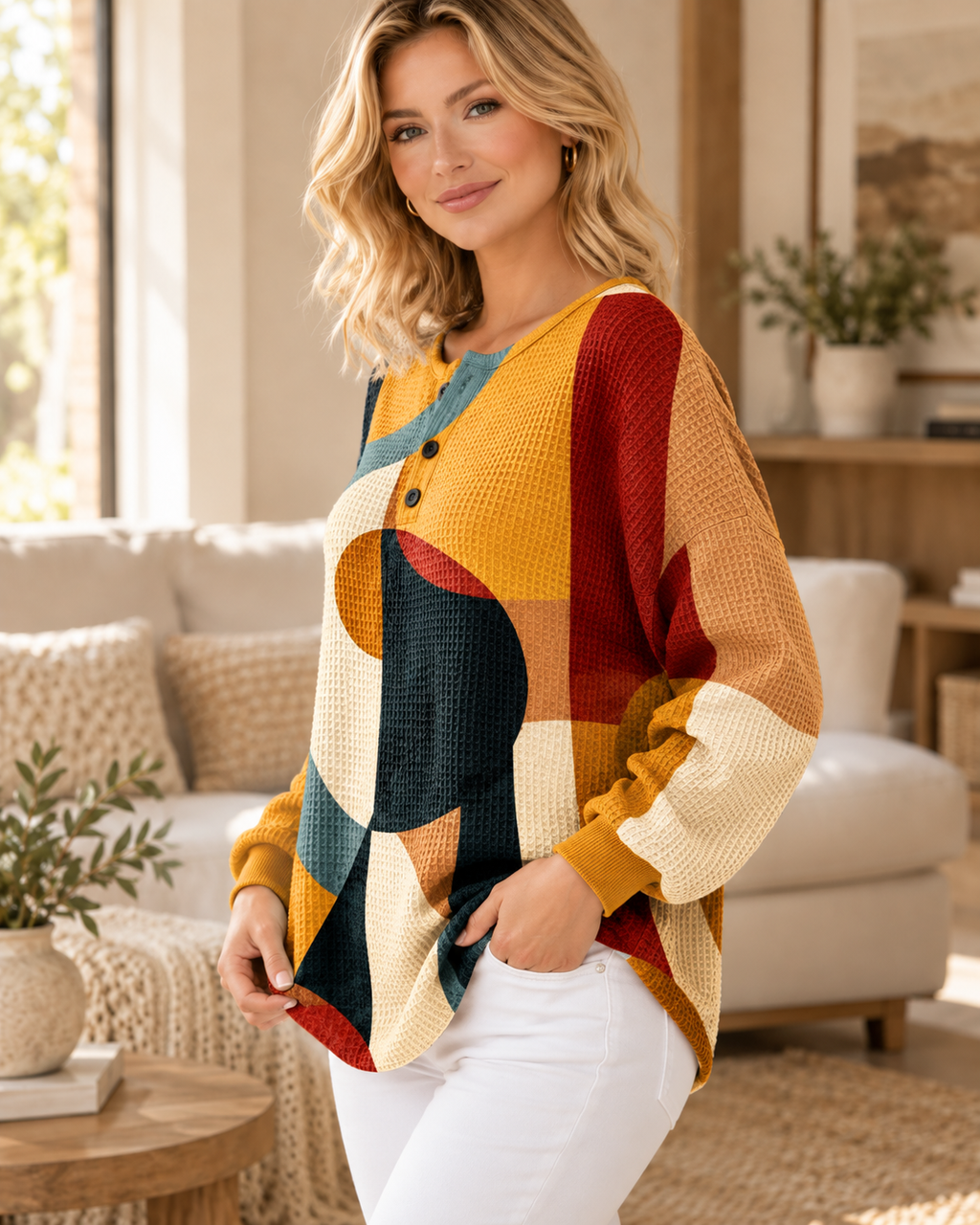 Jersey de Punto Mujer Estampado Geométrico | Sofía