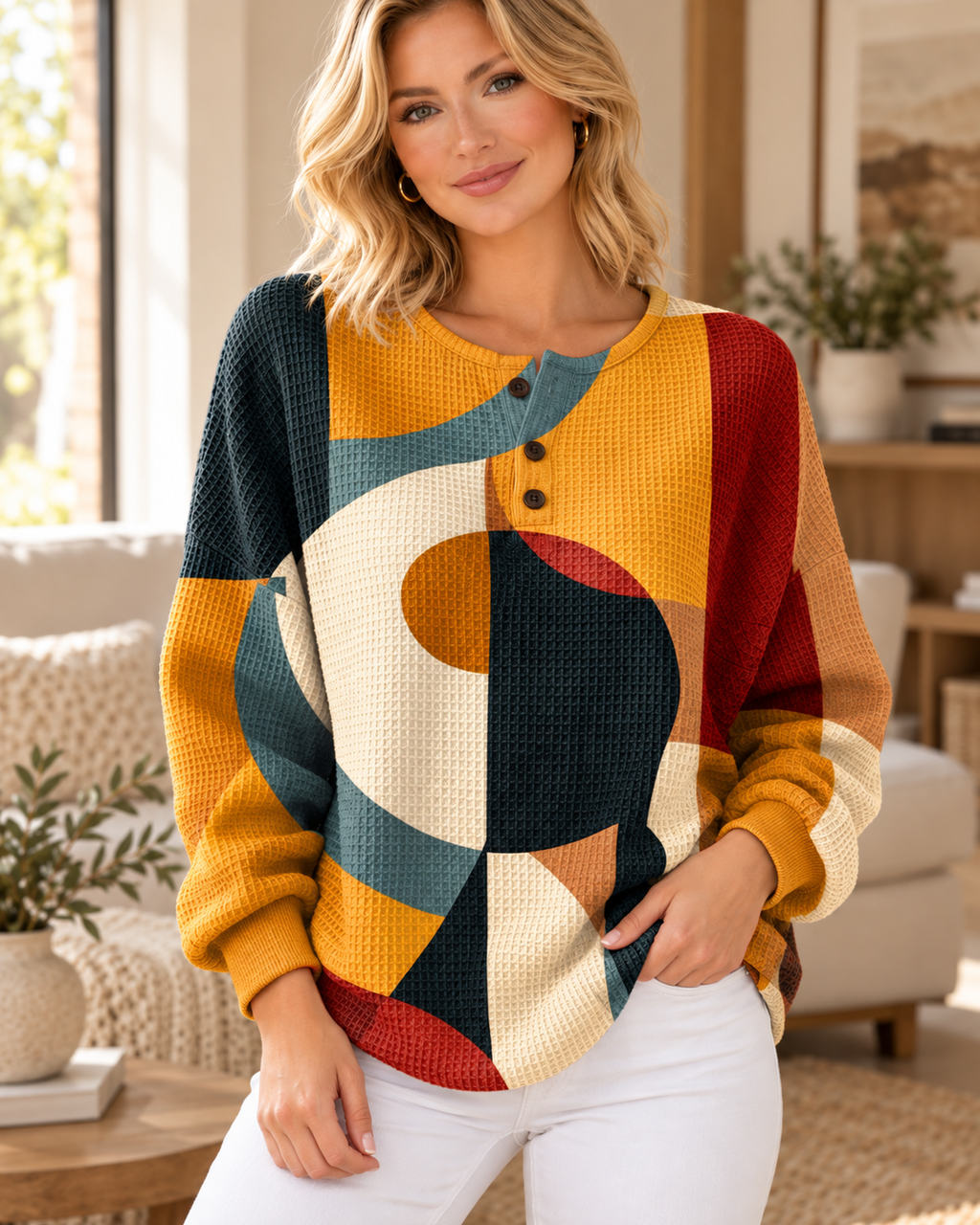 Jersey de Punto Mujer Estampado Geométrico | Sofía