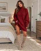 Vestido Jersey Cuello Alto Punto Mujer Invierno | Luna Cruz