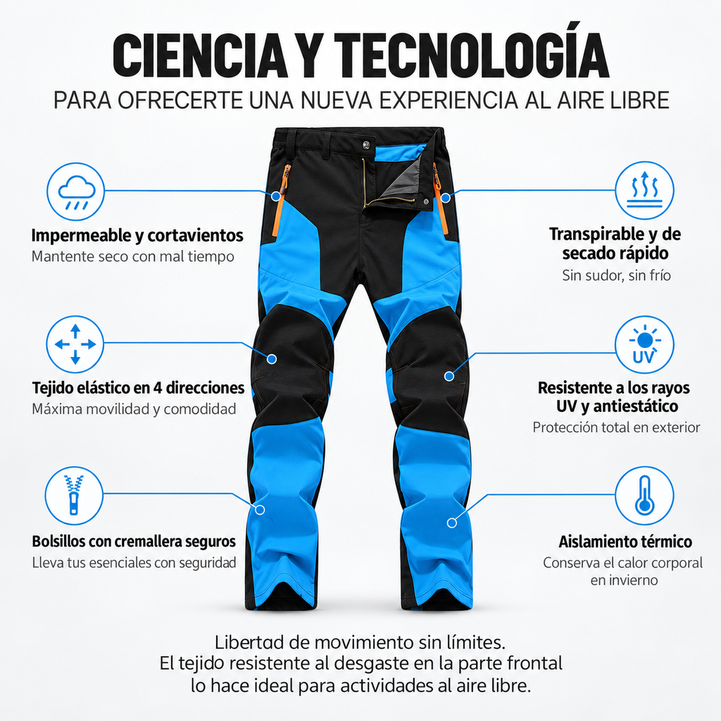 Pantalón Montaña Hombre Térmico Cortavientos Elástico | Bruno